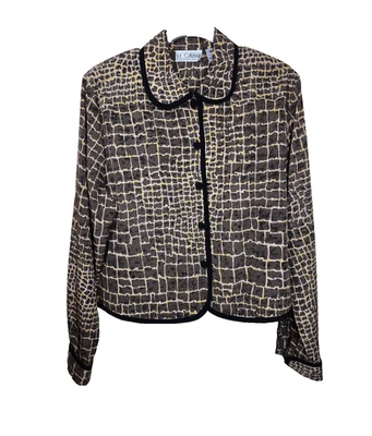 Camisa abotonada manga larga estampado animal M vintage Le Caviar para mujer Foto 1 de 4