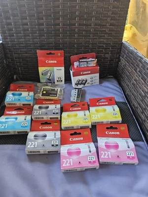 Lote de cartuchos de tinta originales mixtos Canon 221 OEM sellados PIXMA diferentes colores K1 Foto 1 de 4