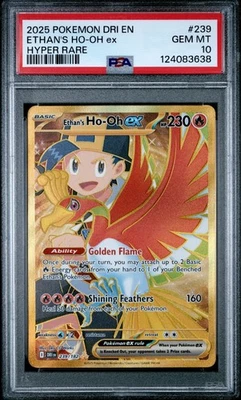 PSA 10 ETHAN'S HO-OH EX 239/182 HYPER RARE DESTINED RIVALS POKEMON 😍 - Image 1 of 2