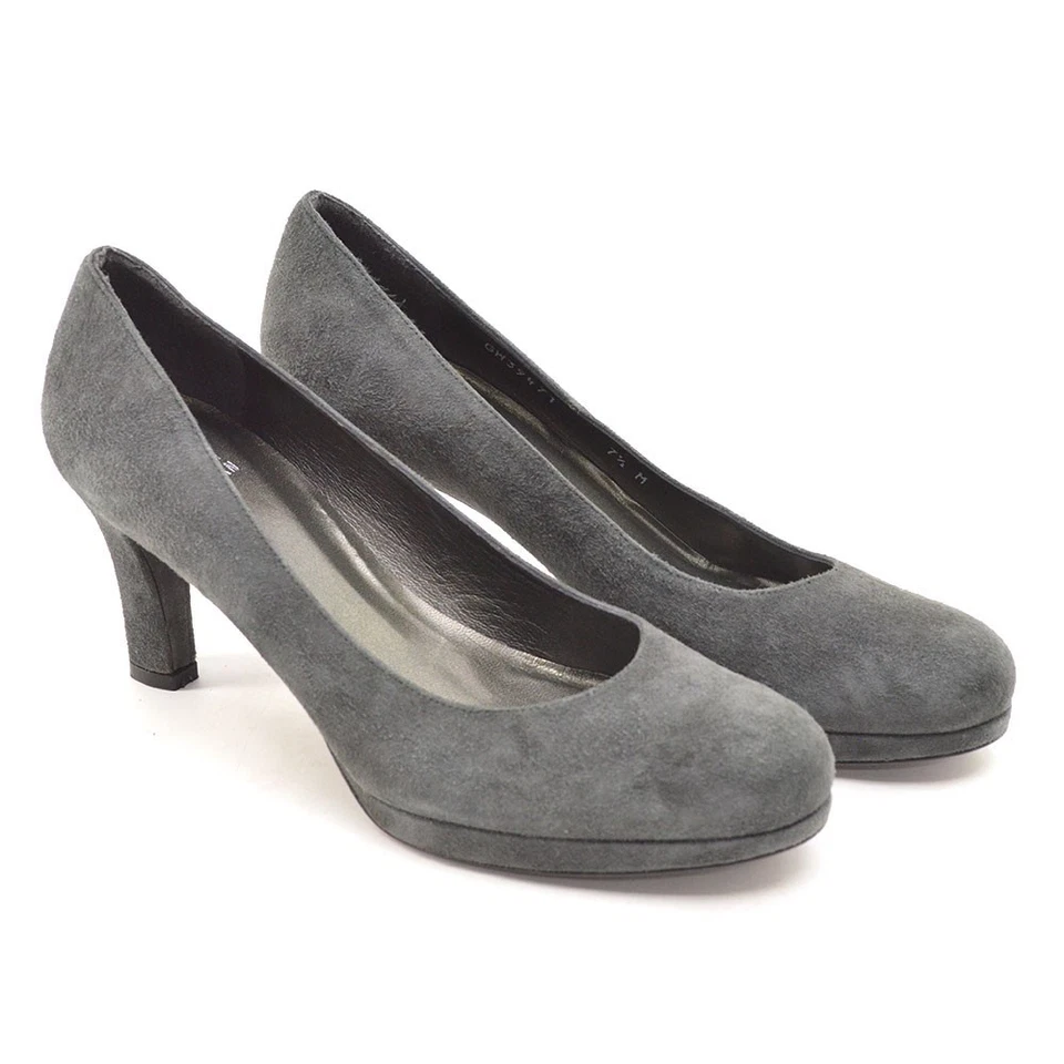 Womens Stuart Weitzman Low Platform Pump 7.5 M Gray Suede Dress Heels Shoes New - Image 1 of 4
