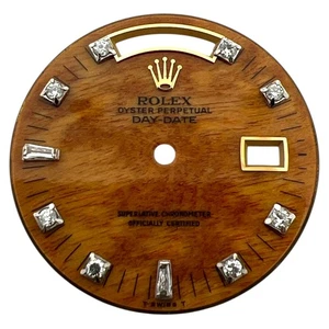 Rolex Day-Date genuino 36 mm esfera de diamante de fábrica madera y oro 18018 18038 - Imagen 1 de 5