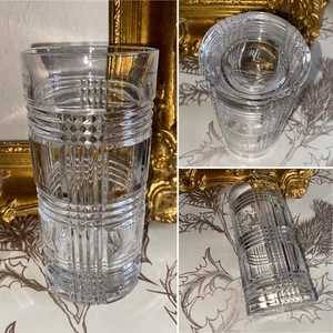 RALPH LAUREN Glen Plaid Crystal 6 1/4" Glass Highball or Vase, etched signature - Picture 1 of 7