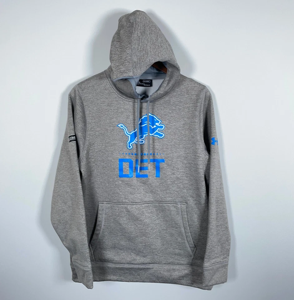 Under Armour Detroit Lions Hoodie Adult Small Gray Sweatshirt Combine Authentic - Image 1 of 4