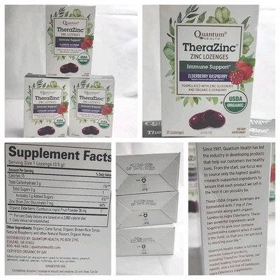 75 Pastillas Quantum Health TheraZinc Saúco Frambuesa Zinc, 3 x 25, Exp10/25 Foto 1 de 4