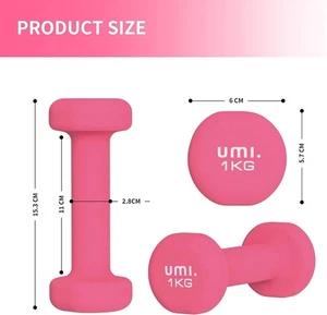 LI1 Umi Weights for women, hand weights for women, pair of dumbbells 1 kg Handle - Picture 1 of 4
