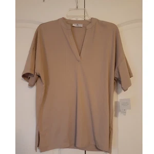 Camiseta para dormir Natori Breeze mezcla de algodón cuello en V beige neutro XL NUEVA - Imagen 1 de 5