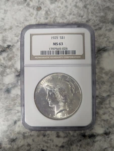 1925 Peace Dollar Silver $1 NGC MS63 S$1 179765-028 - Picture 1 of 2