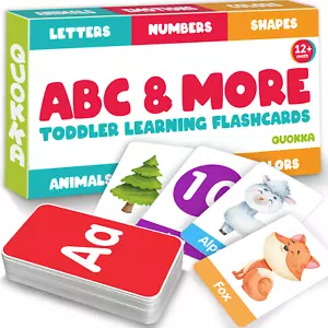 QUOKKA 60 Learning Flash Cards for Toddlers | ABC, Numbers & Animals - Picture 1 of 8