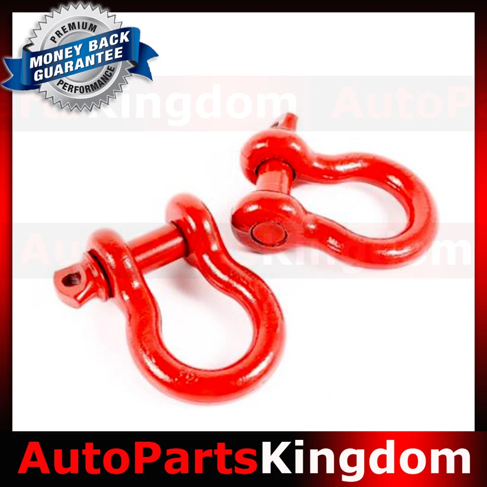 1 Pair 3/4" RED 4.75 Ton D-Ring Bow Shackle Heavy Duty Off road ATV RV Bumper - Image 1 of 1