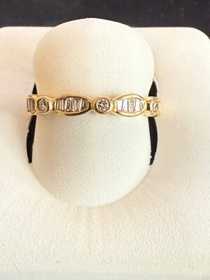 全新 圆形 & Baguette 0.25 克拉 TW 钻石表带 14K 黄金 2.6 克 尺寸 6.75 — 第 1/4 张图片