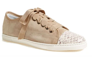 Lanvin Cap Toe Suede Sneakers Beige Z87126* Women's Size 40 EUR - Picture 1 of 3