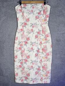 Review Women's Size 10 White Floral Lace Tube Bodycon Sleeveless Dress.