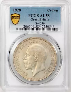 Great Britain 1928 Crown, George V - S-4036 - PCGS AU58 - Picture 1 of 3