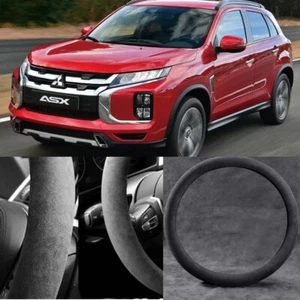 For Mitsubishi ASX Black Alcantara Suede Car Steering Wheel Cover Accessories - Picture 1 of 4