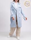 RRP€300 TOMMY HILFIGER Trench Coat DE40 US10 UK14 XL Blue Logo Double Breasted