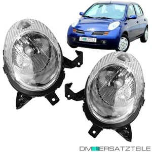 Nissan Micra III K12 Scheinwerfer SET Rechts & Links H4 2003-2007 Chrom GARANTIE - Bild 1 von 7