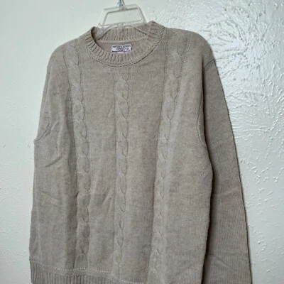 Wallace & Barnes Sweater Mens M Beige Wool Cable Knit Crew Fisherman K2458 - Image 1 of 4