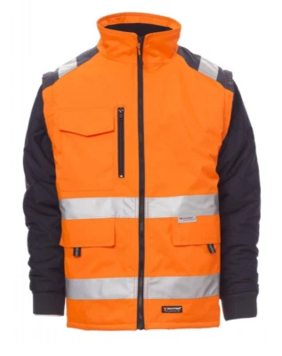 Parka haute visibilité orange manches amovible, veste de travail orange - Photo 1/4