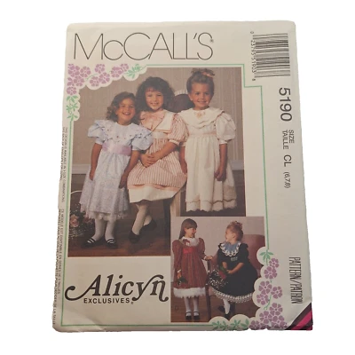 McCall's 5190 Childs Collar Flower Girl Dress Sz 6-8 VTG Pattern UC FF - Image 1 of 4