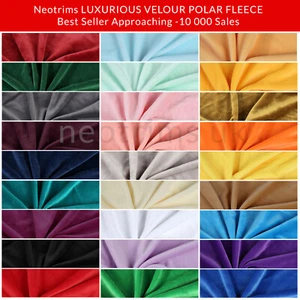 Velour Polar Fleece Fabric Jersey Anti Pill Stretch Luxurious,29 Colors,Neotrims - Picture 1 of 65