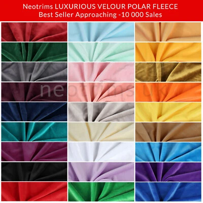 Velour Polar Fleece Fabric Jersey Anti Pill Stretch Luxurious,29 Colors,Neotrims - Image 1 of 4