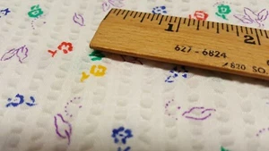 Vintage Plisse Cotton Fabric Rare Flowers Print on White BY THE HALF YARD X 45" - Picture 1 of 7