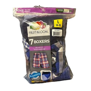 Fruit of the Loom Boys Size L (14-16) Boxers 7 Pack Tag Free Relaxed Fit - Picture 1 of 4