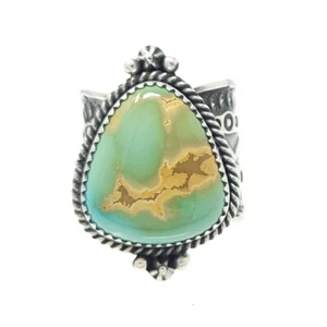 Anillo Delayne Reeves Navajo Plata Esterlina Banda Extra Ancha Hierro Doncella Turquesa - Imagen 1 de 7