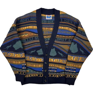 Aklanda Strickjacke strukturiert gemustert Coogi Style reine Wolle bunt Medium - Bild 1 von 9