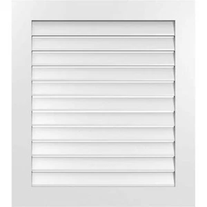 32 in. x 36 in. Rectangular White PVC Paintable Gable Louver Vent Functional - Picture 1 of 9