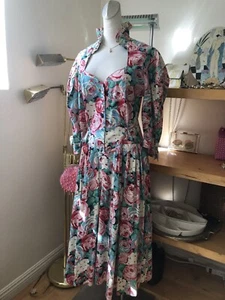 Vintage 80’s Cottagecore Floral Print Clues Collection Prairie Dress Size 11-12 - Picture 1 of 10
