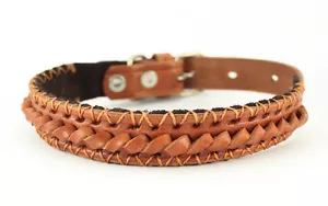 Handmade Genuine Leather Dog Collar Pet Puppy Durable Small Large Breeds Strong - Picture 1 of 5