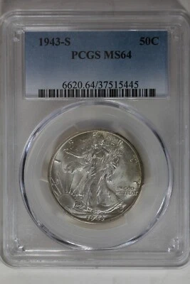 1943-S  .50  PCGS  MS64     Walking Liberty,  Lady Liberty Half - Image 1 of 2
