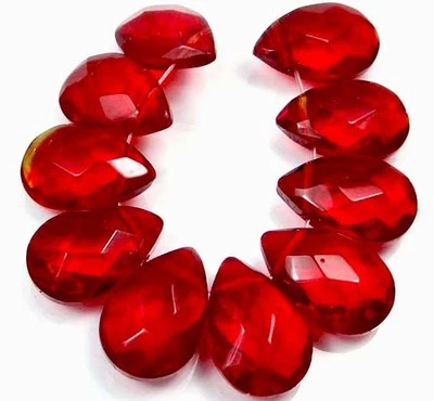 Cuentas brioletter facetadas de vidrio rojo siam de 18x13 mm (10 piezas) Foto 1 de 2
