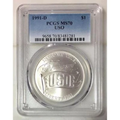 1991 D USO Dollar PCGS MS70  ***Rev. Tye's Coin Stache*** #128170 - Image 1 of 4