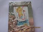 BABY Riding Swan Vintage Picture in Miniature Silver Frame  2 1/2 x 3" ADORABLE