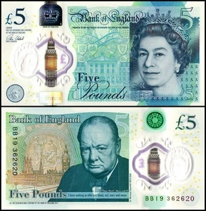 Great Britain 5 Pounds, 2015, P-394, UNC Polymer - Picture 1 of 1
