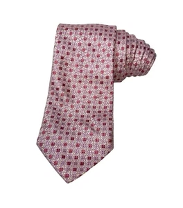 Ermenegildo Zegna Mens Tie Pink Geometric 100% Silk Italy - Picture 1 of 9