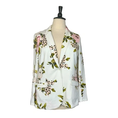 Philosophy Knit Blazer Notch Lapel One Button Cream Pink Floral Women’s Size XL - Image 1 of 4
