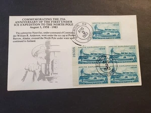 Sottomarino USS NAUTILUS SSN-571 copertura navale 1983 POLO NORD cachet POLARE ARTICO - Foto 1 di 2