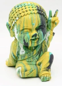 Estatuilla Estatua Buda Paz Psicodélica Multicolor Retro 8" Única - Imagen 1 de 8