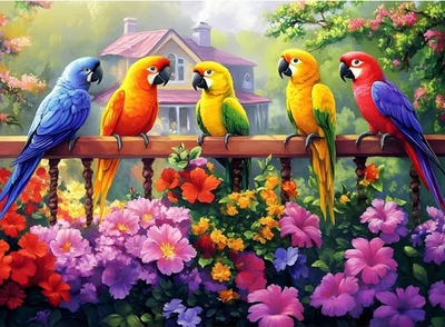 Diamond Art Kits for Adults, Colorful Parrot 5D Beginner Diamond Painting Set... - Image 1 of 4