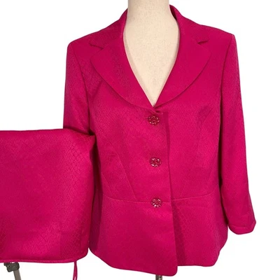 Conjunto de falda Le Suit para mujer grande rosa fucsia textura elegante vibrante carrera fiesta Foto 1 de 4
