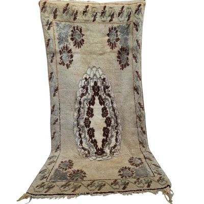 Vintage Moroccan Azilal Rug Handmade Area Geometric Tribal Carpet Berber Wool - Image 1 of 4