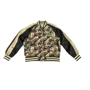 NWT Members Only Reversible Camo Black Gold Satin Skull Jacket Men’s Size XLarge - Picture 1 of 11