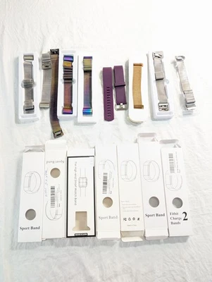 Bandas Fitbit, plateadas, moradas, doradas, plateadas, lote de 9 bandas deportivas Foto 1 de 4