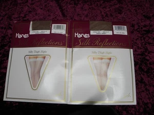 HANES Silk Reflections 2pr Silky Thigh Highs Style 720 Barely There Size E-F NOS - Picture 1 of 3