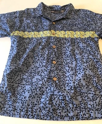 Camisa con botones rara vintage descolorida gloria manga corta cuello patrón brillante Foto 1 de 4