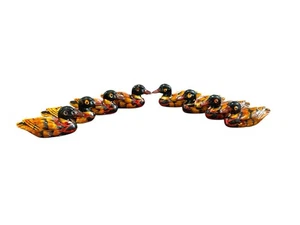 Set Of 8 Lacquered Hand Painted Wood Mandarins Duck Chopsticks Rests 2” VGC - Picture 1 of 5