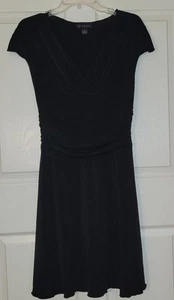 Inc International Concepts Black Lettuce Edge Pullover Short Sleeve Dress Sz Med - Picture 1 of 9
